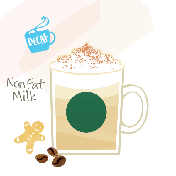 ディカフェ ノンファットミルク ジンジャーブレッド ラテ